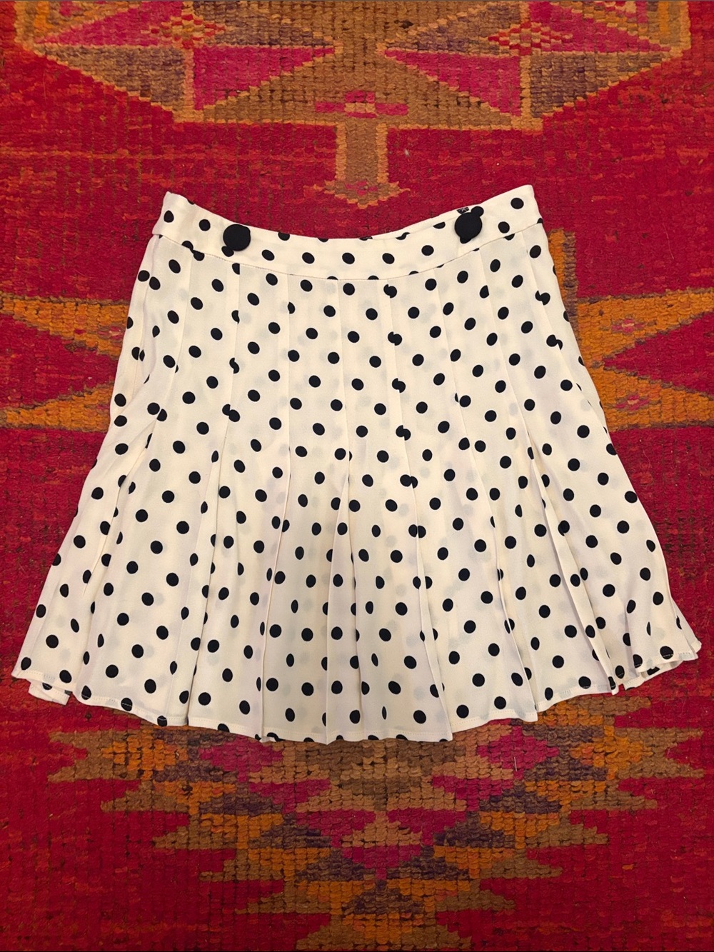 Reformation White Skater Skirt with Black Polka Dots